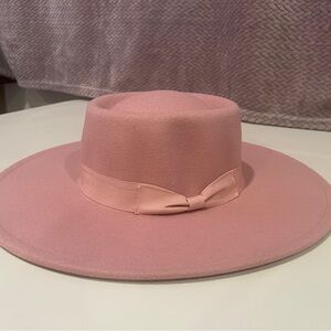 Elegant Pink Wide-Brim Hat